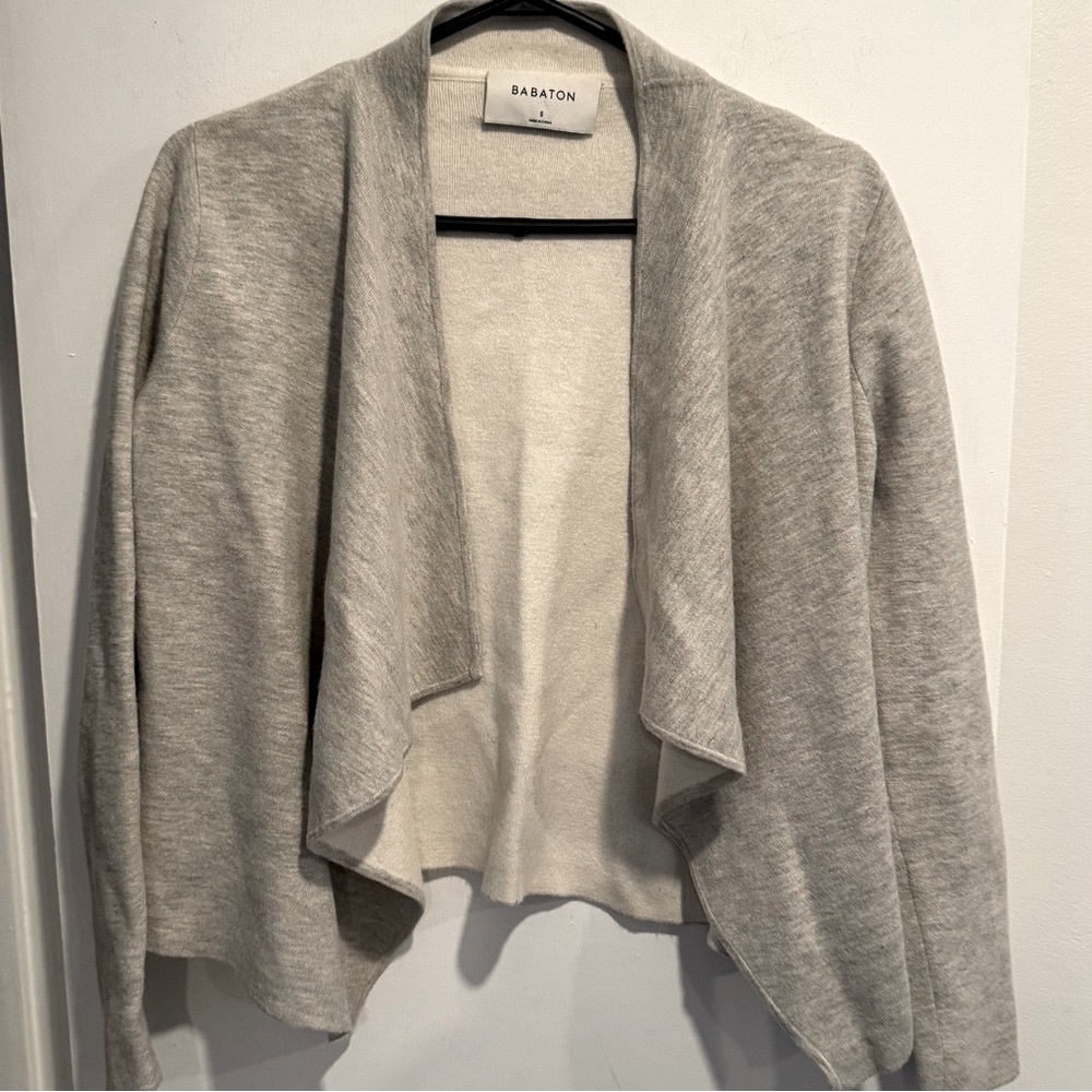 Aritzia Babaton Wool Linen Blend Lyle Cardigan Open front sweater waterfall USS